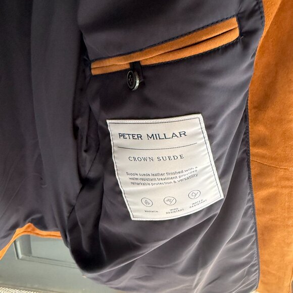Peter Millar Crown Suede Goat Leather Jacket Windproof Water-Resistant XL - Picture 7 of 9